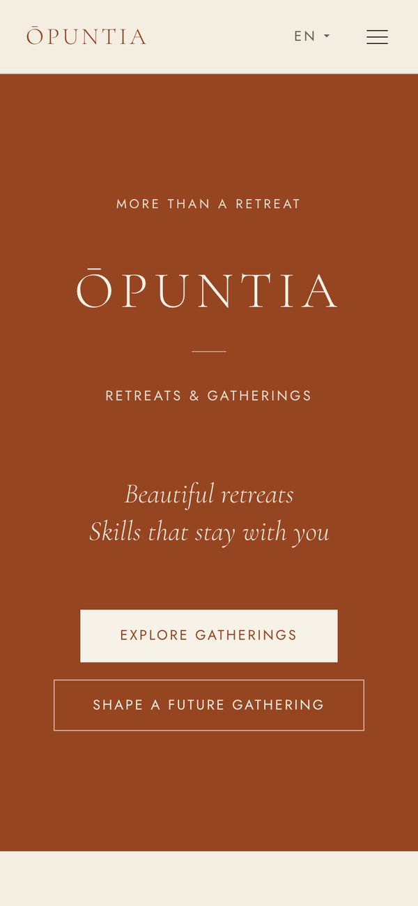 ŌPUNTIA homepage on a phone